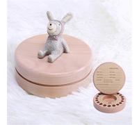 Surwin Caja de Dientes de Leche, Caja en Madera para Niños y Niñas como Regalo Souvenir para Guardar Dientes, Hecho a Mano Caja de Dientes. Caja de Dientes de Leche (estilo conejo)