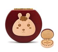 Surwin Caja de Dientes de Leche, Caja en Madera para Niños y Niñas como Regalo Souvenir para Guardar Dientes, Hecho a Mano Caja de Dientes. Caja de Dientes de Leche (patrón de conejo)