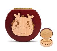 Surwin Caja de Dientes de Leche, Caja en Madera para Niños y Niñas como Regalo Souvenir para Guardar Dientes, Hecho a Mano Caja de Dientes. Caja de Dientes de Leche (patrón de dragón)
