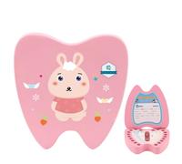 Surwin Caja de Dientes de Leche, Zodíaco Chino Caja en Madera para Niñas y Niños como Regalo Souvenir para Guardar Dientes,Hecho a Mano Caja de Dientes con Patrón de Dientes de Leche (Conejo)