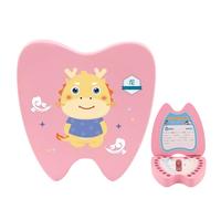 Surwin Caja de Dientes de Leche, Zodíaco Chino Caja en Madera para Niñas y Niños como Regalo Souvenir para Guardar Dientes,Hecho a Mano Caja de Dientes con Patrón de Dientes de Leche (Dragón)