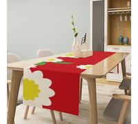 Surwin Camino de Mesa de Lino, Tapete Decorativo para Mesa de Comedor,Resistente Mantel Estrecho Flores Estampado, Ideal para Fiestas, Hogar y Restaurante (Rojo,184x34cm)