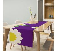 Surwin Camino de Mesa de Lino, Tapete Decorativo para Mesa de Comedor,Resistente Mantel Estrecho Flores Estampado, Ideal para Fiestas, Hogar y Restaurante (Morado,184x34cm)