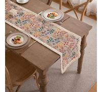 Surwin Camino de Mesa de poliéster, Tapete Decorativo para Mesa de Comedor,Resistente Mantel Estrecho Retro Artesanía Jacquard,Ideal para Fiestas, Hogar y Restaurante (Flores 1,33x240cm)