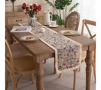 Surwin Camino de Mesa de poliéster, Tapete Decorativo para Mesa de Comedor,Resistente Mantel Estrecho Retro Artesanía Jacquard,Ideal para Fiestas, Hogar y Restaurante (Flores 2,33x180cm)