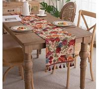 Surwin Camino de Mesa de poliéster, Tapete Decorativo para Mesa de Comedor,Resistente Mantel Estrecho Retro Artesanía Jacquard,Ideal para Fiestas, Hogar y Restaurante (Florales 1,33x120cm)
