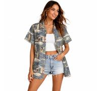 Surwin Camisa Hawaiana Mujer Tallas Grandes (Strelitzia repens 3,5XL)