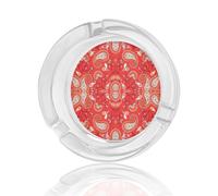 Surwin Cenicero de Cristal, Exterior & Interior Cenicero Portatil Pequeño, Cenicero de Mesa con Estampado Paisley, Ceniceros de Vidrio para Lavavajillas o Apilable (Rojo,8.5x3.5cm)