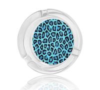 Surwin Cenicero de Cristal, Exterior o Interior, Cenicero Portatil Pequeño, Cenicero de Mesa con Estampado Leopardo 3d, Ceniceros de Vidrio para Lavavajillas o Apilable (Azul)