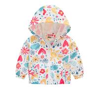 Surwin Chaqueta para Bebés Niñas Niños, De Viento Cremallera con Capucha Abrigo Outwear Cortavientos, Moda De Ropa Estampado Chaqueta a Prueba para Niño Niña (Flores de Sol,100)