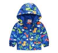 Surwin Chaqueta para Bebés Niñas Niños, De Viento Cremallera con Capucha Abrigo Outwear Cortavientos, Moda De Ropa Estampado Chaqueta a Prueba para Niño Niña (Dinosaurio,90)