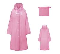 Surwin Chubasquero Hombre, Poncho Impermeable Mujer Chubasqueros Reutilizable Poncho de Lluvia, para Ciclismo, Camping, Viajes, Aire Libre Senderismo, (Rosa,L)