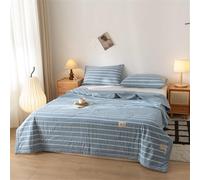 Surwin Colcha Bouti de Cuadros Azules Moderno Reversible Colchas Acolchado para Cama, Cubre Cama Fina Suave para Primavera y Verano Respirable Lavable Individual Matrimonio (Azul 5,200x230cm)
