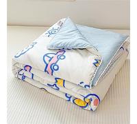 Surwin Colcha Bouti Verano y Primavera Lindo Patrón de Dinosaurio Niños Cubrecama Reversible Acolchado de Microfibra Colcha Fina para Cama 90 / Cama 135, Manta Multiusos (Azul,150x200cm)