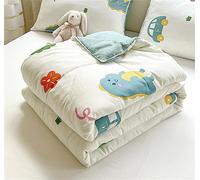 Surwin Colcha Bouti Verano y Primavera Lindo Patrón de Dinosaurio Niños Cubrecama Reversible Acolchado de Microfibra Colcha Fina para Cama 90 / Cama 135, Manta Multiusos (Verde,150x200cm)