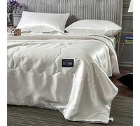 Surwin Colcha de Seda Edredón de Verano Colcha de Aire Acondicionado, Lujoso Cómodo y Suave Ligero Cama Queen King Super King Lavable Colcha para Todas Estaciones (Blanco,200x230cm)