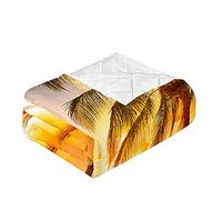 Surwin Colcha de Verano Colcha Acolchada para Cama de Matrimonio Individual,Colcha Bouti de Primavera/Entretiempo Microfibra Ligera Reversible Cubrecama -3D Olas de Playa (Atardecer,180x220cm)