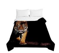 Surwin Colcha de Verano Primavera Estampado de Tigre Animal en 3D Suave y Transpirable Cómodo Edredón, Multiuso Colcha Bouti para Cama Niño, Individuales y Matrimonio (Oscuro,130x150cm)