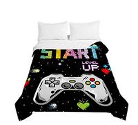 Surwin Colcha de Verano Primavera Multiuso 3D Estampado de Consola de Juego Suave y Transpirable Cómodo Edredón, Colcha Bouti para Cama Niño, Individuales y Matrimonio (Inicio Píxeles,200x230cm)