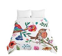 Surwin Colcha de Verano Primavera Reversible con Estampado de Pájaro de Flor de Elegante 3D, Suave y Transpirable Edredón, Colcha para Cama Individuales y Dobles (Acuarela,200x230cm)