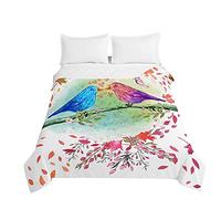 Surwin Colcha de Verano Primavera Reversible con Estampado de Pájaro de Flor de Elegante 3D, Suave y Transpirable Edredón, Colcha para Cama Individuales y Dobles (Dulce Pareja,200x230cm)