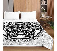 Surwin Colcha de Verano Reversible Colcha Bouti de Primavera y Entretiempo, Microfibra Ligera Colcha Acolchada Cubrecama con Mandala 3D para Cama Individual Matrimonio (Blanco Negro,150x200cm)