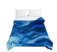 Surwin Colcha de Verano Reversible Colcha Bouti de Primavera y Entretiempo, Microfibra Ligera Colcha Acolchada Cubrecama con Superficie Mar 3D para Cama Individual Matrimonio (Azul C,130x150cm)
