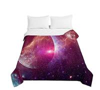 Surwin Colcha de Verano Reversible Colcha Bouti de Primavera y Entretiempo, Microfibra Ligera Colcha Acolchada Cubrecama con Galaxia 3D para Cama Individual Matrimonio (Vasto Universo,150x200cm)