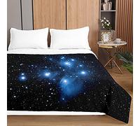 Surwin Colcha de Verano Reversible Colcha Bouti de Primavera y Entretiempo, Microfibra Ligera Colcha Acolchada Cubrecama con Galaxy 3D para Cama Individual Matrimonio (Estrella Azul,230x280cm)