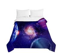 Surwin Colcha de Verano Reversible Colcha Bouti de Primavera y Entretiempo, Microfibra Ligera Colcha Acolchada Cubrecama con Galaxia 3D para Cama Individual Matrimonio (Vórtice Azul,150x200cm)