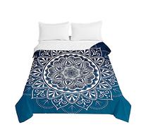 Surwin Colcha de Verano Reversible Colcha Bouti de Primavera y Entretiempo, Microfibra Ligera Colcha Acolchada Cubrecama con 3D Mandala para Cama Individual Matrimonio (Azul eléctrico,220x240cm)