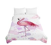 Surwin Colcha de Verano Reversible Colcha Bouti de Primavera y Entretiempo, Microfibra Ligera Colcha Acolchada Cubrecama con Flamenco 3D para Cama Individual Matrimonio (Tinta Rosa,180x220cm)