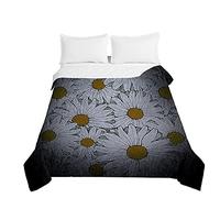 Surwin Colcha de Verano Reversible Colcha Bouti, Edredón Cubrecama Rellenos de Algodón, 3D Margarita Microfibra Colcha Suave y Transpirable de Primavera y Entretiempo (Gasa Negra,230x280cm)