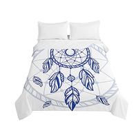 Surwin Colcha de Verano Reversible con Estampado Atrapasueños 3D, Edredón Cubrecama Rellenos de Algodón, Microfibra Colcha Suave y Transpirable de Primavera y Entretiempo (Azul,220x240cm)