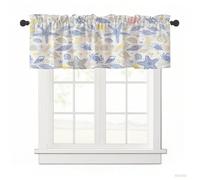 Surwin Cortinas Cortas Ventanas Cocina Cortina de Bistró con Impresión 3D del Mundo Submarino Puerta Cocina para Ventana Comedor Cafetería Balcón Dormitorio Hogar (Organismos,137x45cm)
