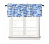 Surwin Cortinas Cortas Ventanas Cocina Cortina de Bistró Impresión 3D de Conchas de Colores Puerta Cocina para Ventana Comedor Cafetería Balcón Dormitorio Hogar (Concha Azul,137x45cm)