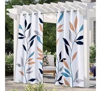 Surwin Cortinas Exterior Impermeable, Cortina Opaca con Ojales, Hojas Elegantes Cortinas Blackout Protección Solar, Lonas Impermeables Exterior para Balcón, Terraza y Porche (Multicolor,106x160cm)