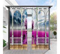 Surwin Cortinas Exterior Impermeable, Cortina Opaca con Ojales, Lavanda Europea Cortinas Blackout Protección Solar, Lonas Impermeables Exterior para Balcón, Terraza y Porche (Morado 3,106x160cm)
