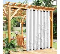 Surwin Cortinas Exterior Impermeable, Estampado Floral Cortina Opaca con Ojales, Cortinas Blackout Protección Solar, Lonas para Balcón, Terraza y Porche (Blanco,137x304cm)