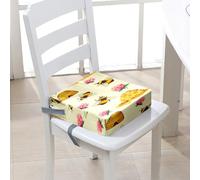 Surwin Coussin Rehausseur Chaise Enfant, Cartoon Bee Coussin Chaise Enfant Lavable Rehausseur de Chaise Enfant avec Boucle de Sécurité, Rehausseur de Chaise de Salle (40x40x10cm,Amarillo claro)