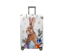 Surwin Cubierta de Equipaje Protectora Elástico Anti-Polvo Lavable Funda de Maleta Patrones de Pascua Luggage Cover con Cremallera Viaje Cubierta de la Caja (Conejo,S (18-20 Pulgadas))
