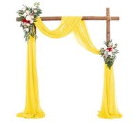 Surwin Decorativa Boda Arco Cortina Cortina Gasa Cortina de Tela de Gasa Bufunda Boda Cortinas de Arco Boda Tela Telón de Fondo para Decoración Boda Fiesta Elegante (Amarillo,75x180cm(6FT))