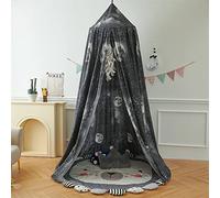 Surwin Dosel de Cama para Niña Niños Bebés Mosquitera Dosel Cama Individual Matrimonio, Redonda Toldo de Cuna de Castillo de Dormitorio Decoración de Habitación (65x270cm,ciel étoilé noir)