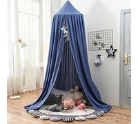 Surwin Dosel de Cama para Niños Niña Bebés Mosquitera Dosel Cama Individual Matrimonio, Color Sólido Redonda Toldo de Cuna de Castillo de Dormitorio Decoración de Habitación (Azul real)