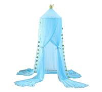 Surwin Dosel de Cama para Niños Niña Bebés Mosquitera Dosel Cama Individual Matrimonio, Corona Redonda Toldo de Cuna de Castillo de Dormitorio Estrella Decoración de Habitación (Cielo Azul)
