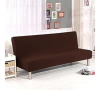Surwin Elástica Fundas de Sofá Sin Brazos Clic Clac de 2/3 Plazas, Color Sólido Minimalismo Antideslizante Funda Protectora para Sofá Cama Sofá Plegable sin Reposabrazos (2 plazas,Café)