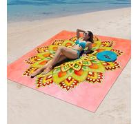 Surwin Esterilla Playa Antiarena Impermeable, Alfombra Playa Libre de Arena Manta Picnic Plegable Grande XXL Ligera y Compacta Secado Rápido para Viajes y Camping (200x200cm,Mandala Nacional 7)