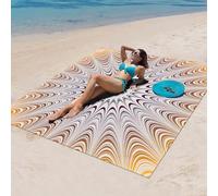 Surwin Esterilla Playa Antiarena Impermeable, Alfombra Playa Libre de Arena Manta Picnic Plegable Grande XXL Ligera y Compacta Secado Rápido para Viajes y Camping (150x150cm,Tribu Retro 1)