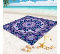 Surwin Esterilla Playa Manta de Playa Impermeable Grande Manta Picnic, 3D Mandala Toalla Playa Grande Plegable Secado Rápido Cómoda con 4 Clavos Fijos para Camping Praia (Ensueño,150x150cm)