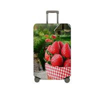 Surwin Fresa Roja Modelo 3D Cubierta de Equipaje Protectora Elástico Anti-Polvo Lavable Funda de Maleta Luggage Cover con Cremallera Viaje Cubierta de la Caja (Huerta,S (18-20 Pulgadas))